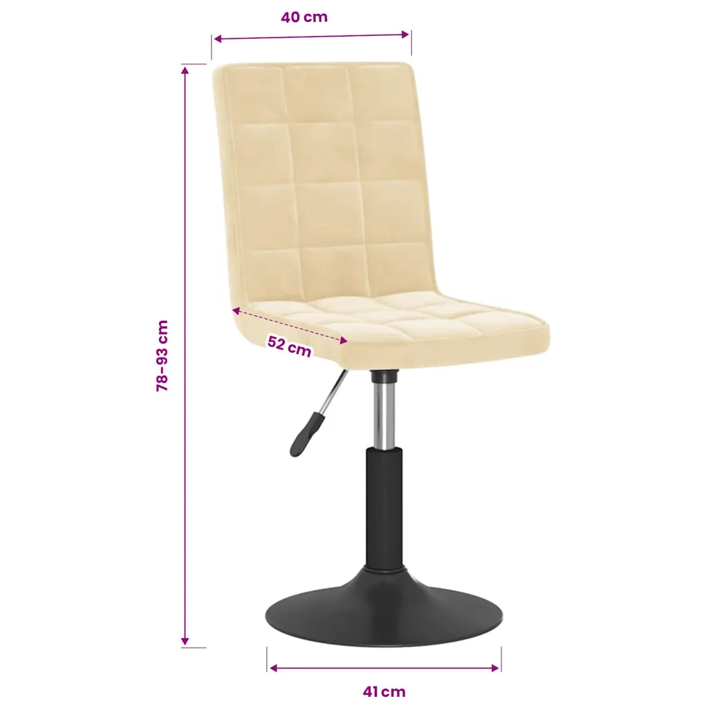 vidaXL Sedie da Pranzo Girevoli 4 pz Crema in Velluto