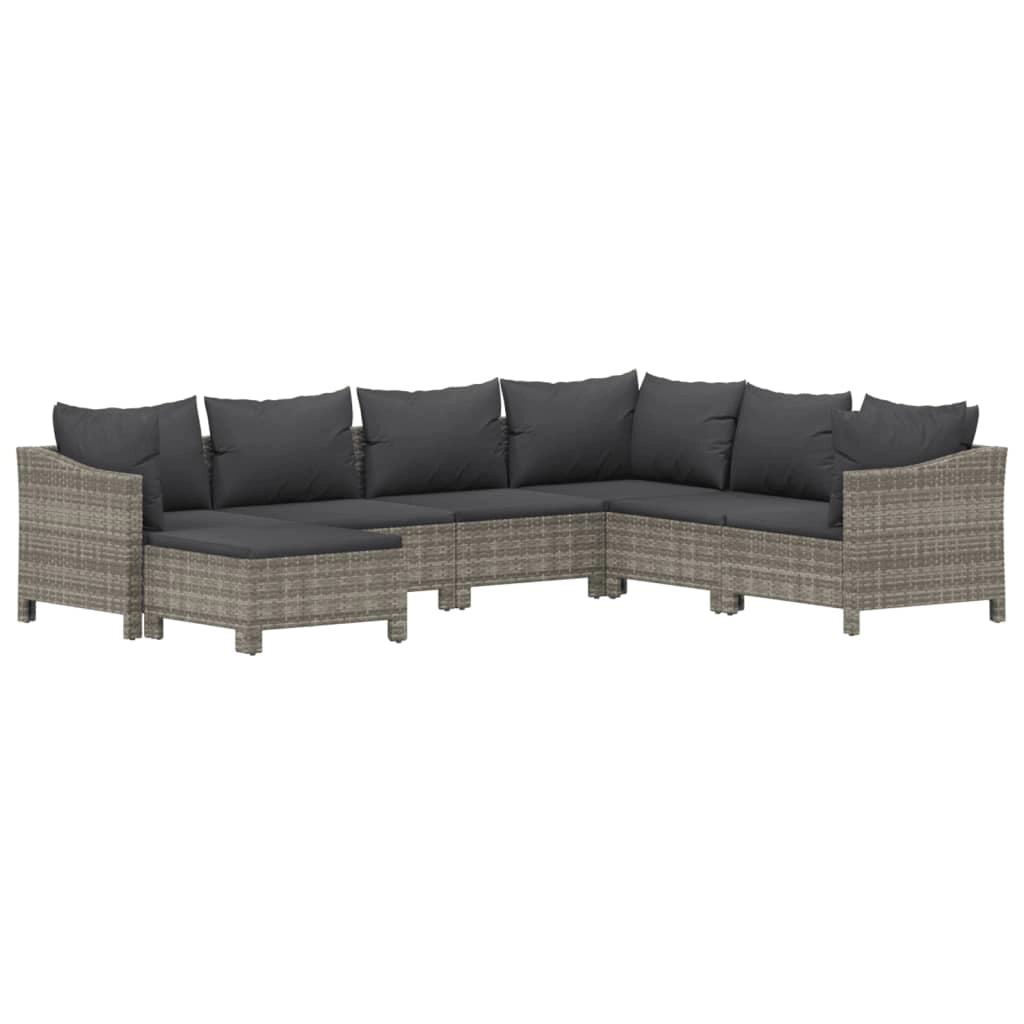 Set di mobili da giardino mobili da esterno 7 pezzi con cuscini resina intrecciata grigia 02_0017230