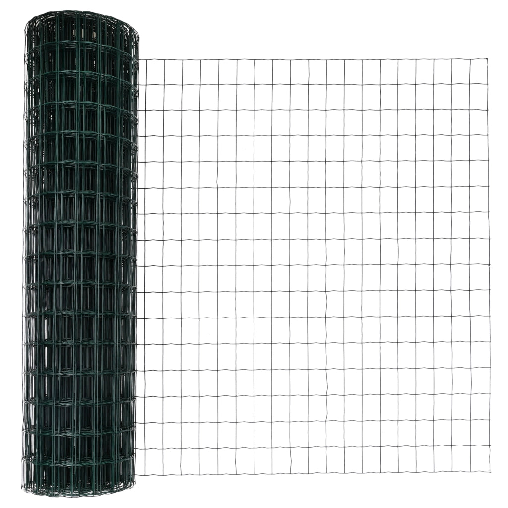 Recinzione Euro con 7 Post 1.4x10 m Acciaio Zincato Verde