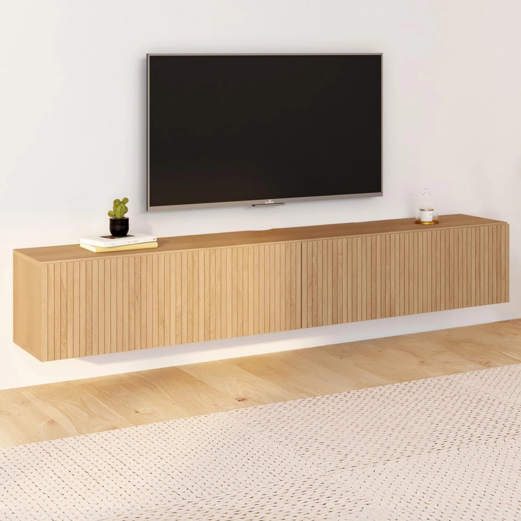 Mobile TV sospeso JULIETTE 180 cm con 2 ante a doghe color rovere