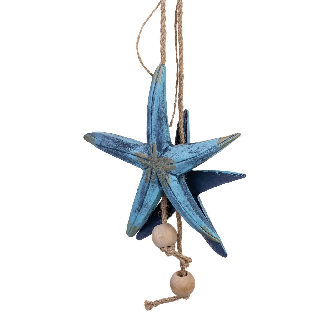 Campanello a vento in legno blu, 17x3x63h cm
