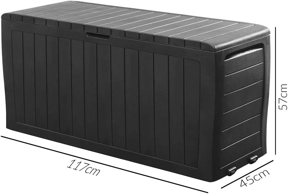 Baule da Giardino 270 l Portacuscini Polyrattan Organizer Balcone Coperchio Richiudibile