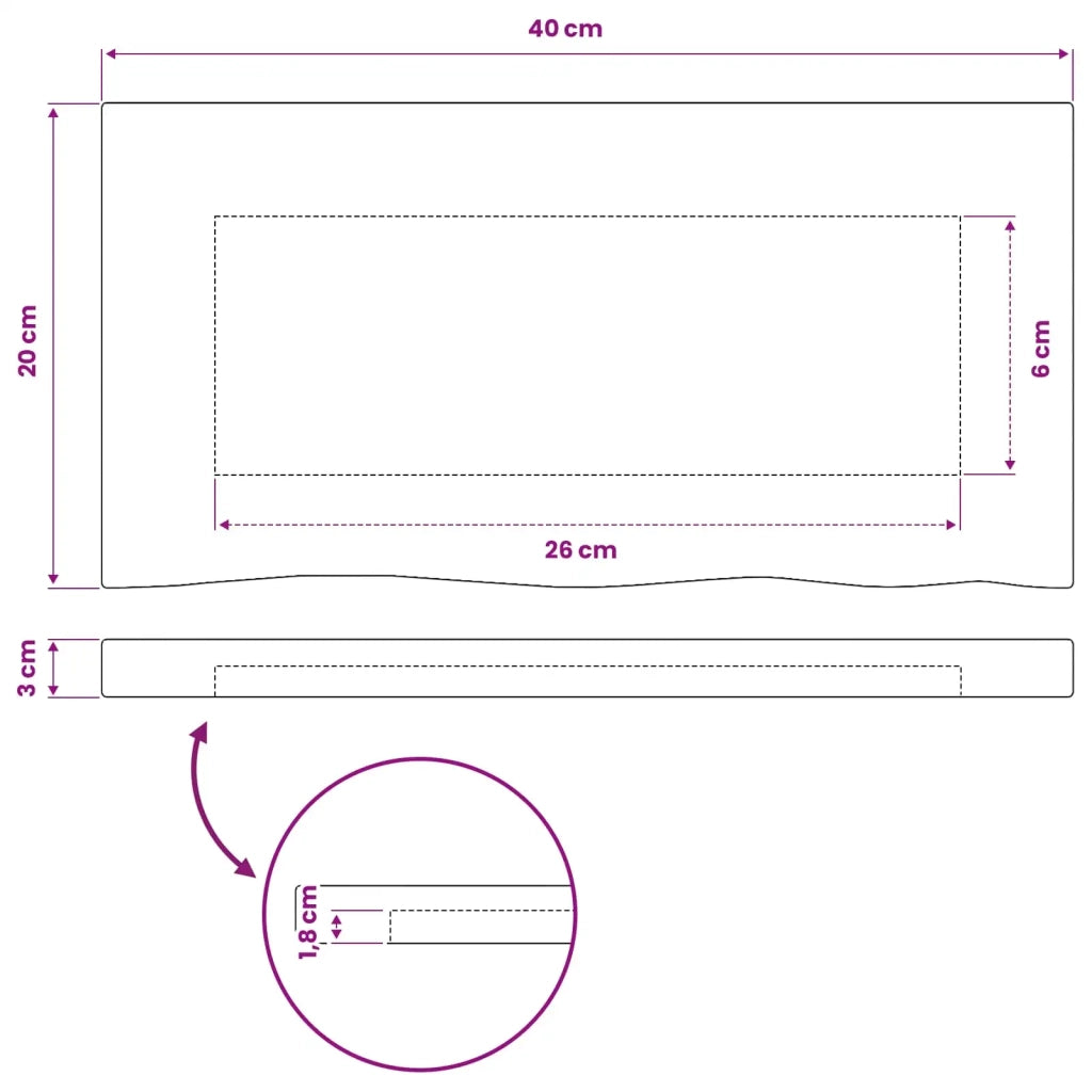 Piano del Tavolo Rettangolare 90 x 50 x 3,5 cm Rettangolare 938349