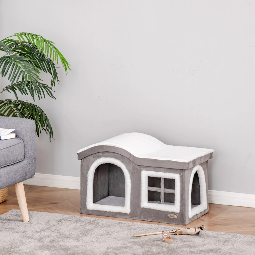 Casetta per Gatti ¨C zephmum ¨C Grigio 63.5x37x40cm con Cuscino
