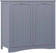 armadietto da bagno con portabiancheria Bianco, Grigio, 83 x 80 cm con 2 cesti per la biancheria, per la selezione e la conservazione della biancheria in bagno