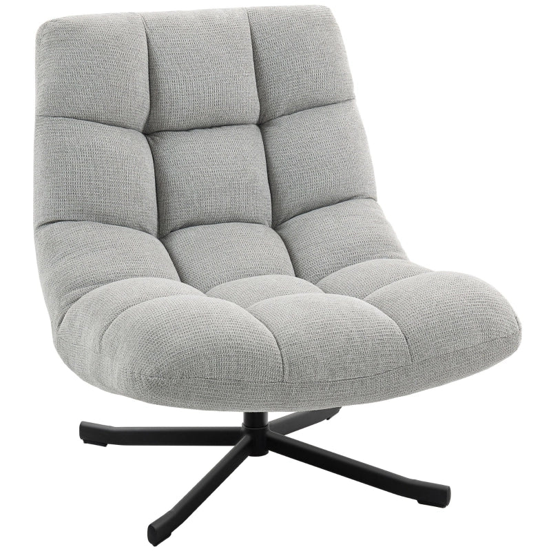 POLTRONA Girevole 75 cm Chenille Grigio Chiaro