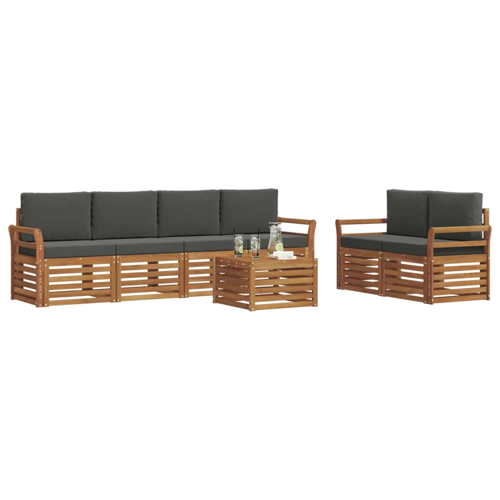 Set di divani da esterno con cuscino 7 pcs Naturale e Antracite 3374412