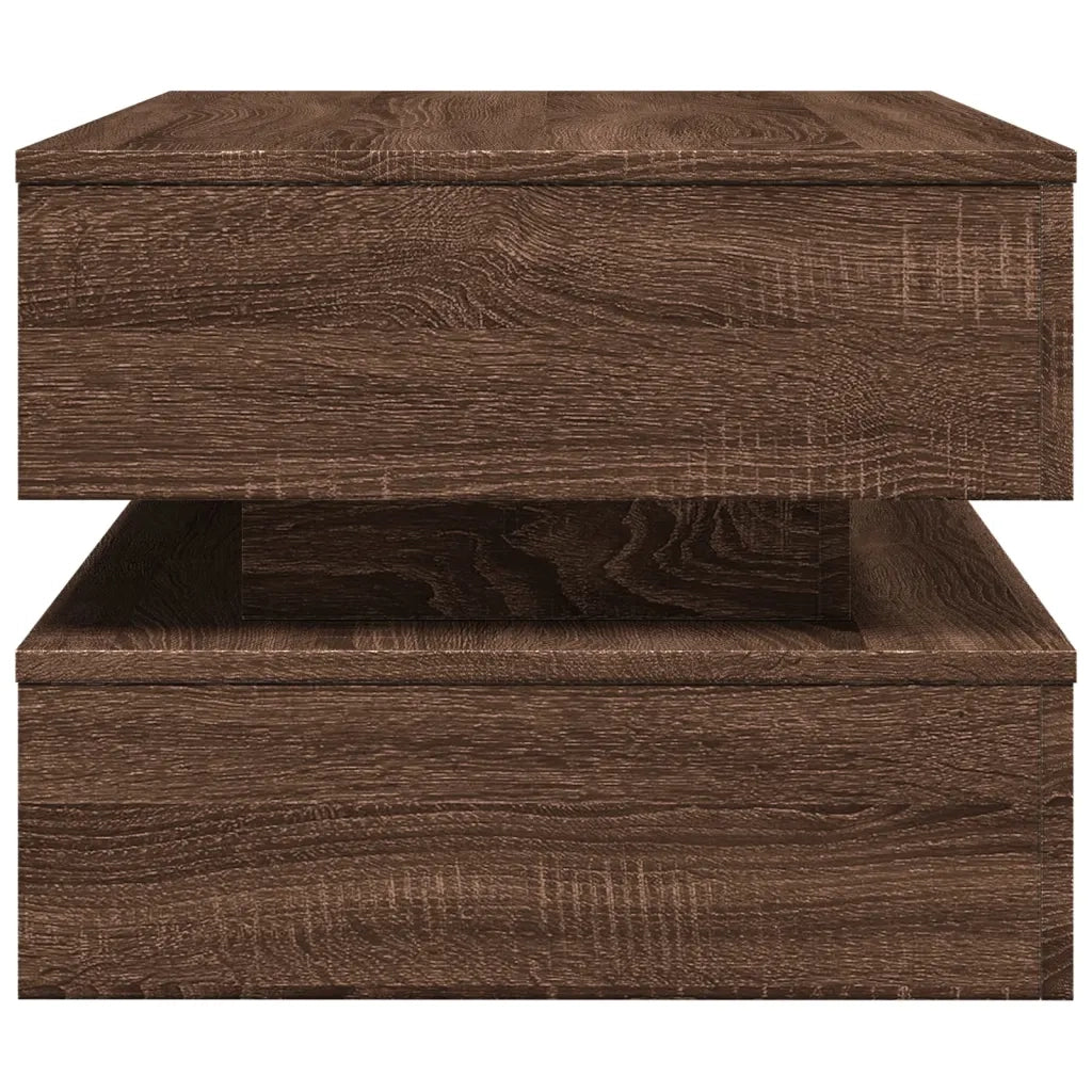 Tavolino da Soggiorno con Luci LED Rovere Marrone 90x50x40 cm 839867