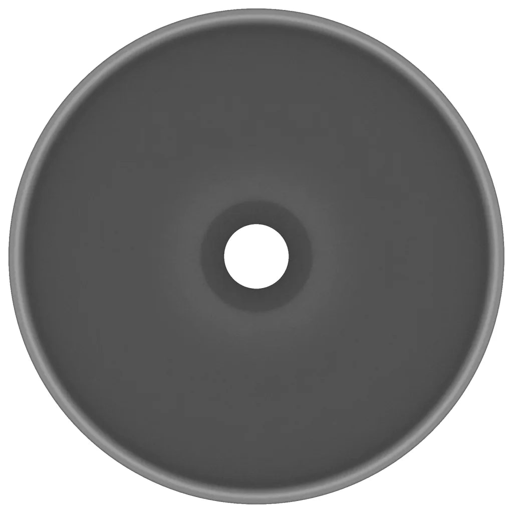 Lavandino Lusso Rotondo Grigio Scuro Opaco 32,5x14 cm Ceramica cod mxl 52309