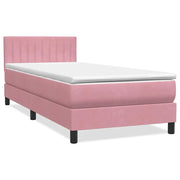 Letto singolo | Letto per adulti | Letto a Molle con Materasso e LED Rosa 80x220 cm Velluto