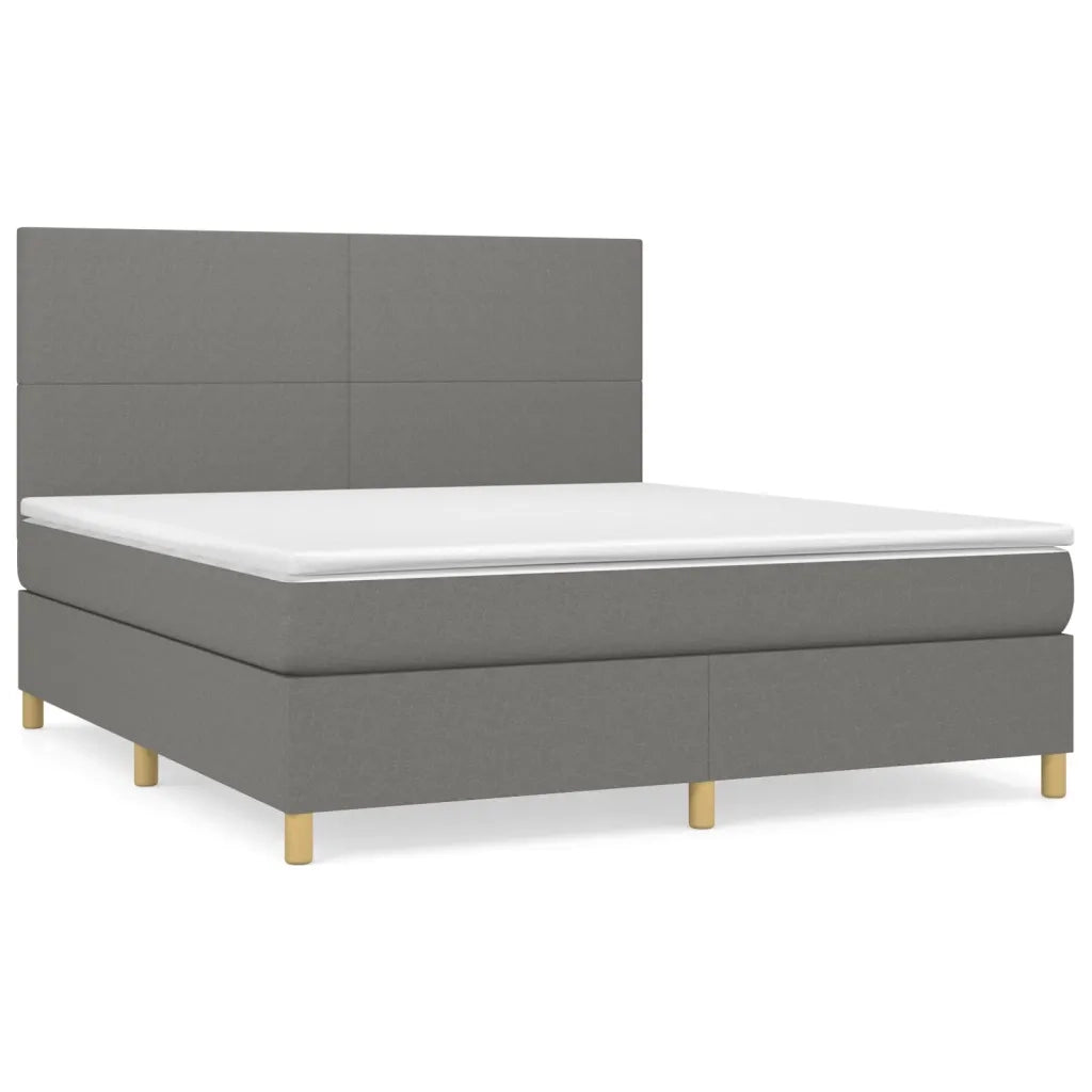 Giroletto a Molle con Materasso Grigio Scuro 160x200 cm Tessuto 3142186