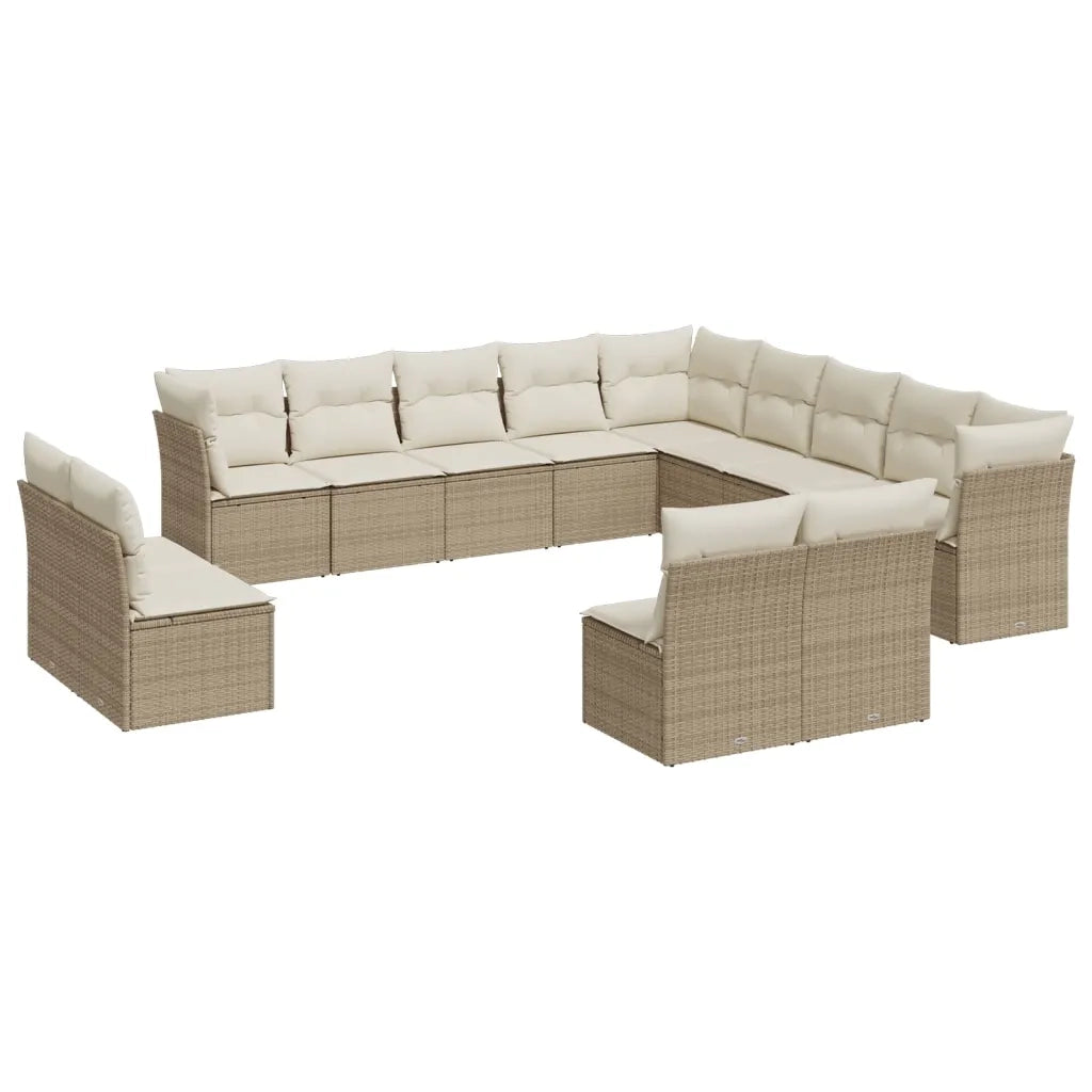 Set Divano da Giardino 13 pz con Cuscini Beige in Polyrattan 3250327