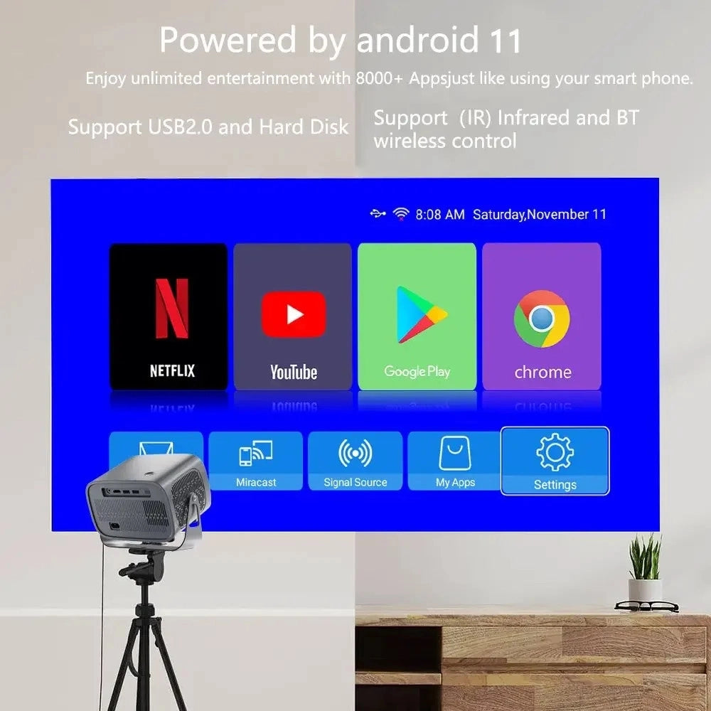 Trade Shop - Mini Proiettore Led Intelligente 4k Ultra Hd Wifi 2.4g+5g Professionale Portatile Yg500 -
