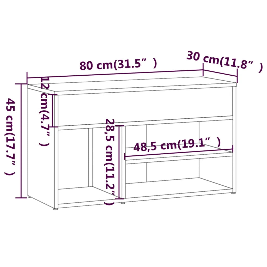 Scarpiera-Scaffale per scarpe Grigio Sonoma 80x30x45 cm in Legno Multistrato