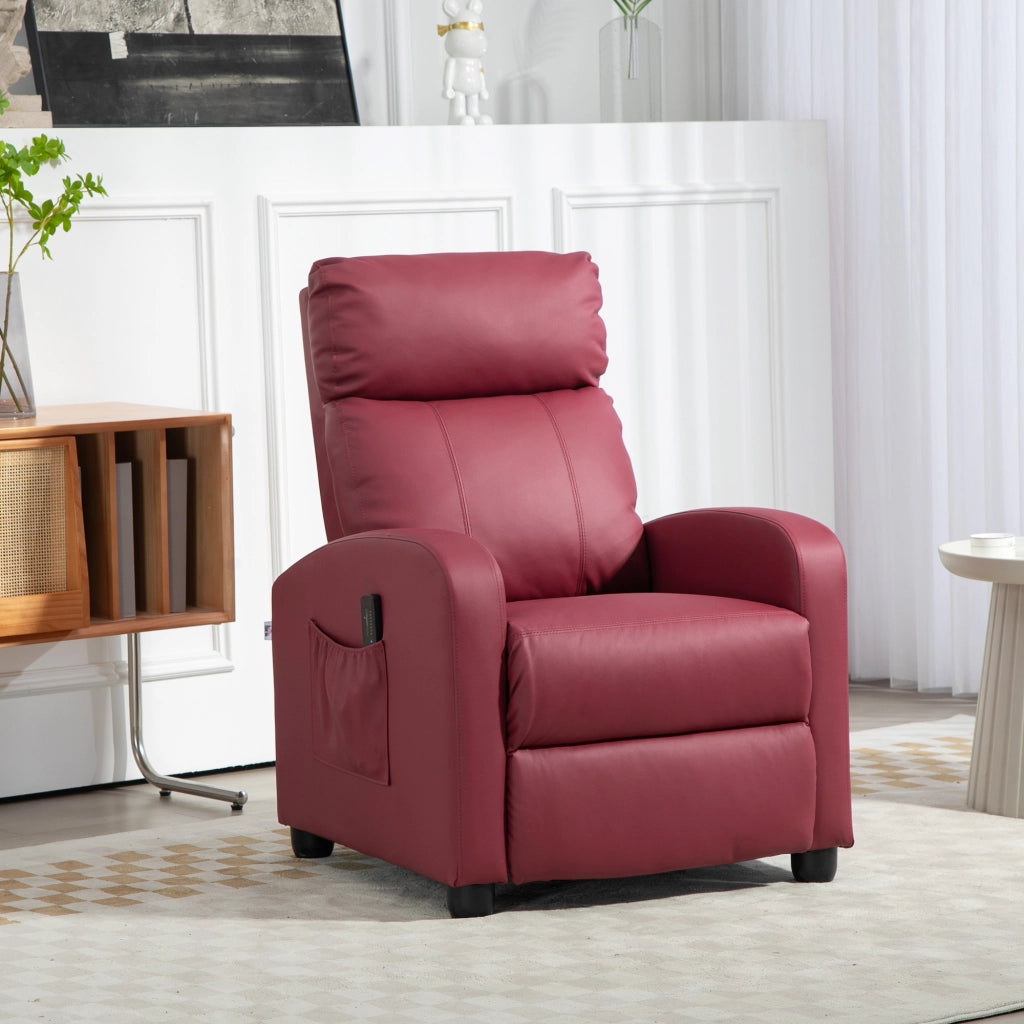 Poltrona Relax Massaggiante Reclinabile con Telecomando e Poggiapiedi ¨C Minimal ¨C Rosso