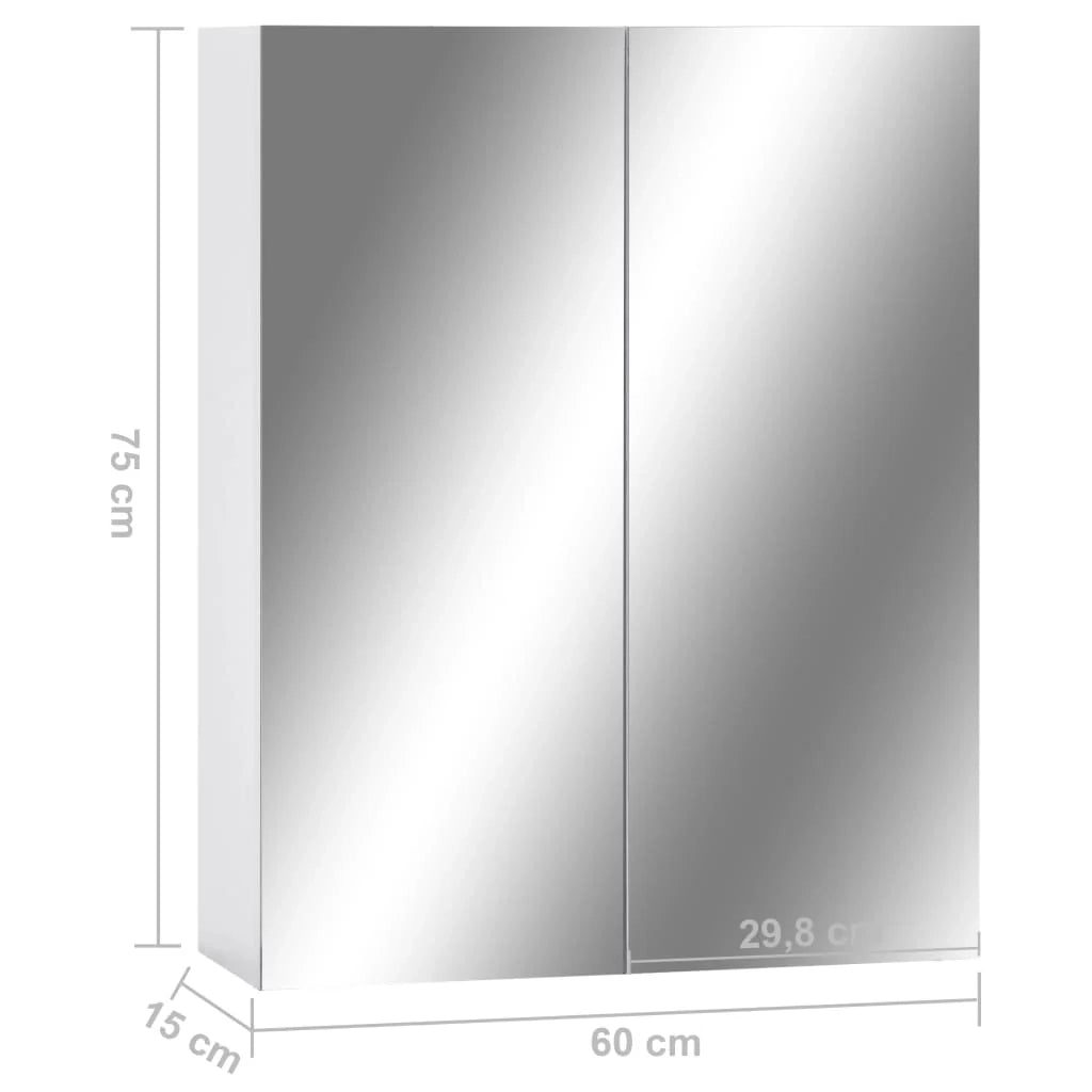Mobiletto con specchio da bagno 60 x 15 x 75 cm MDF bianco 02_0006717