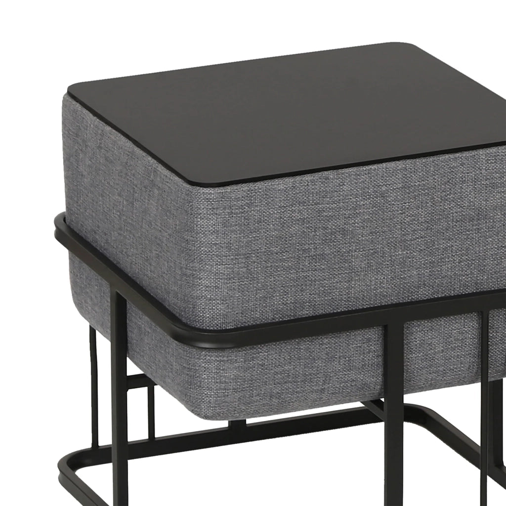 Set di 2 pouf impilabili design moderno e senza tempo 38 x 38 x 38 cm multifunzionali quadrati grigio scuro 03_0009691