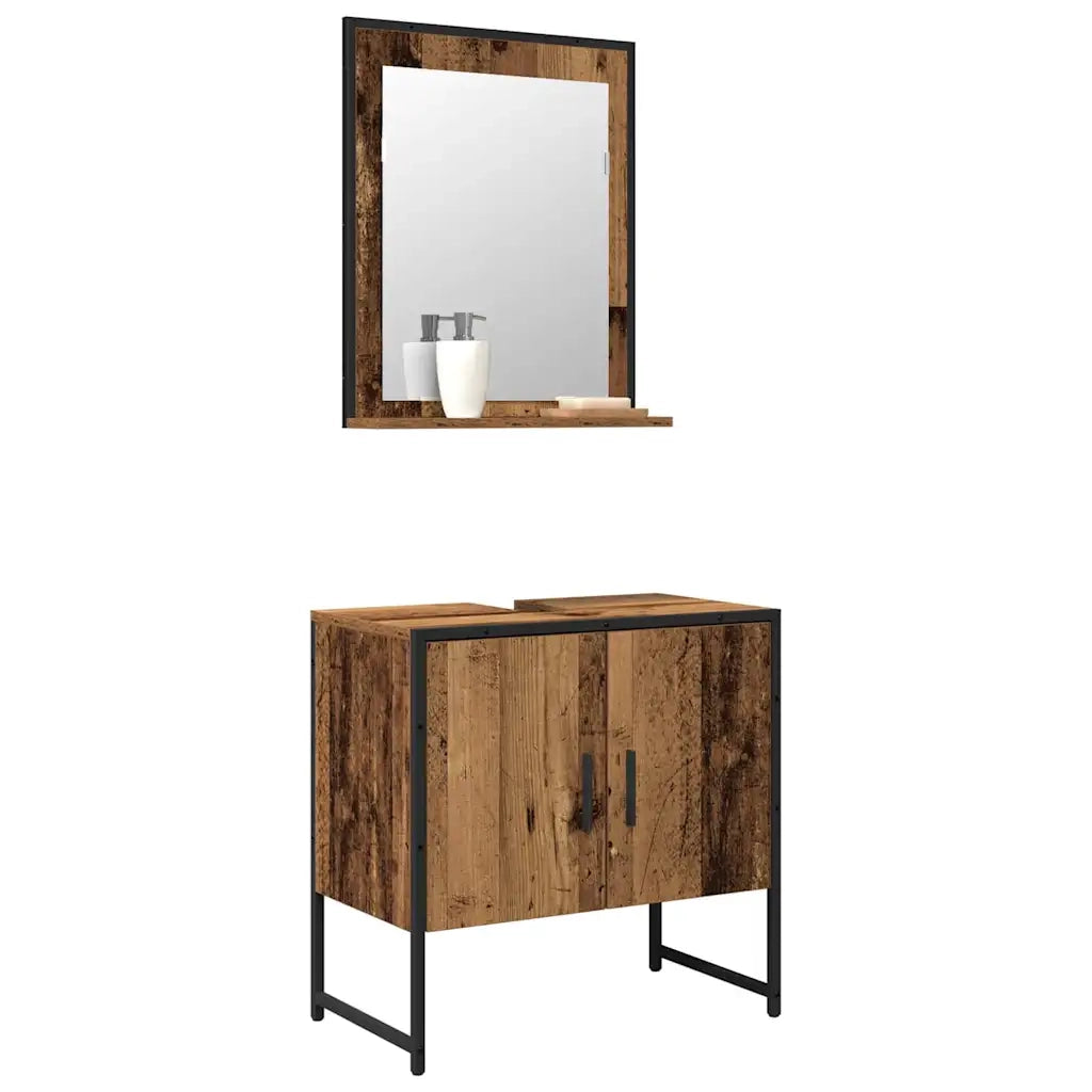 Set di mobili per il bagno 2 pcs Marrone Legno multistrato 3334327