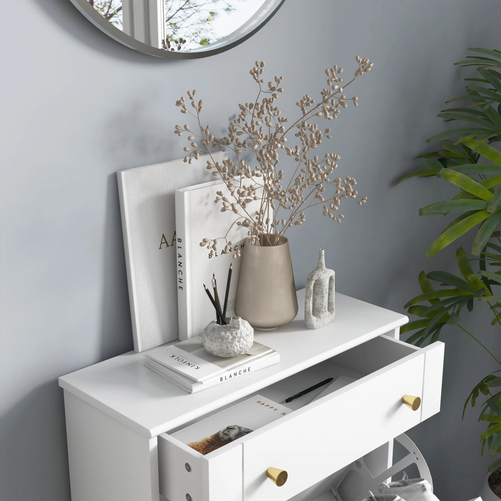 Scarpiera con cassetti e ripiano regolabile ¨C Zephmum ¨C Bianco 60x23.5x98.5 cm