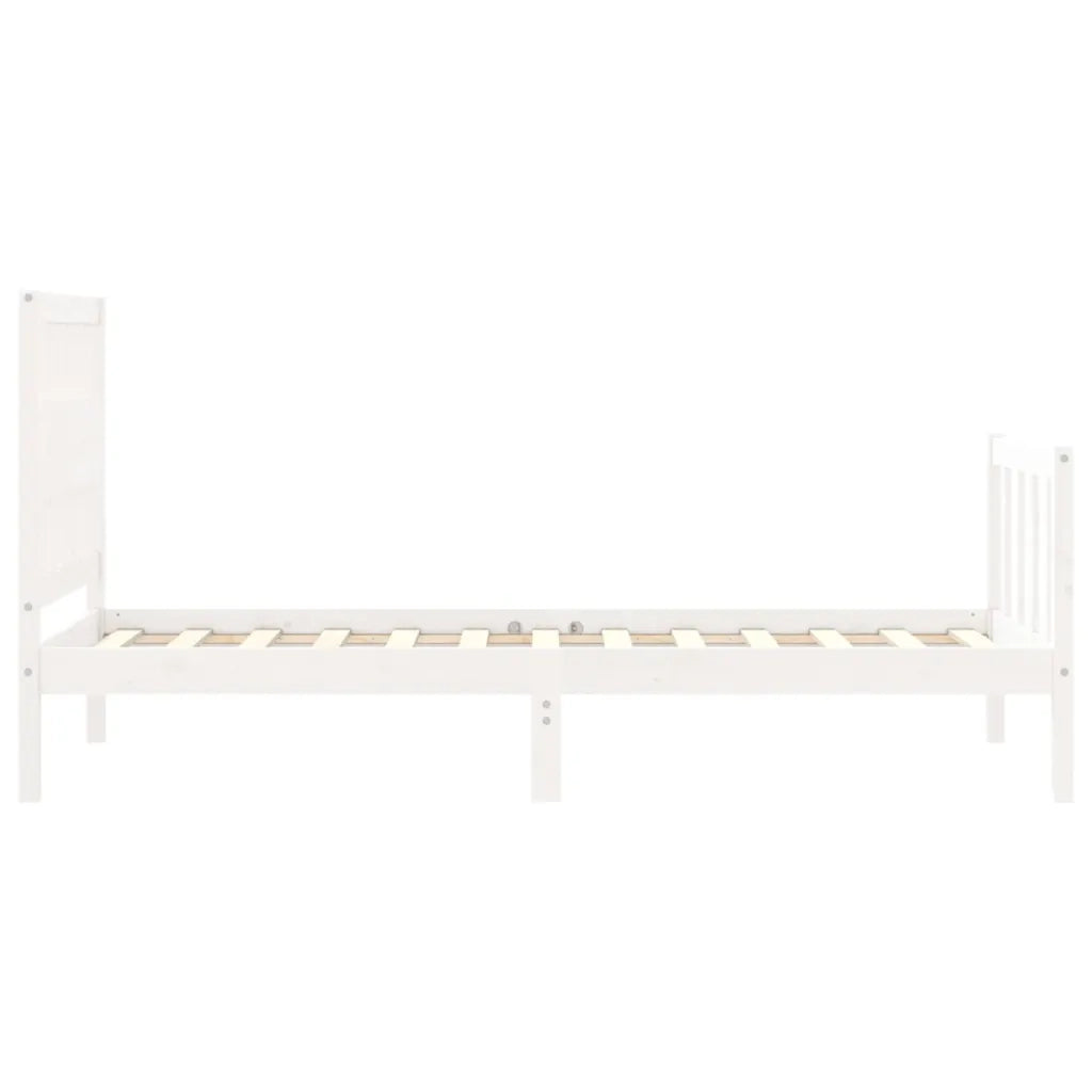 Giroletto con Testiera-Struttura Letto con testiera Bianco Single in Legno Massello 399617