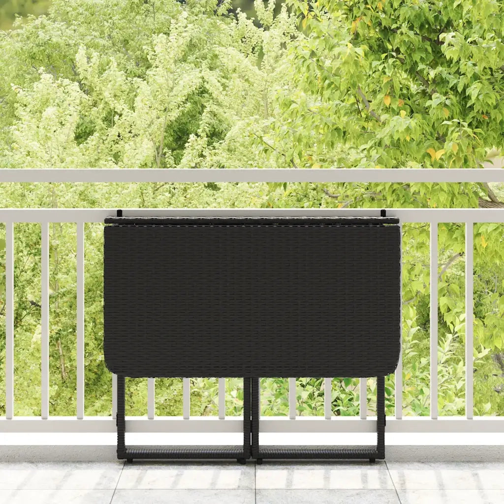 Tavolo da Giardino Pieghevole Nero 90x51x75 cm in Polyrattan 4108254