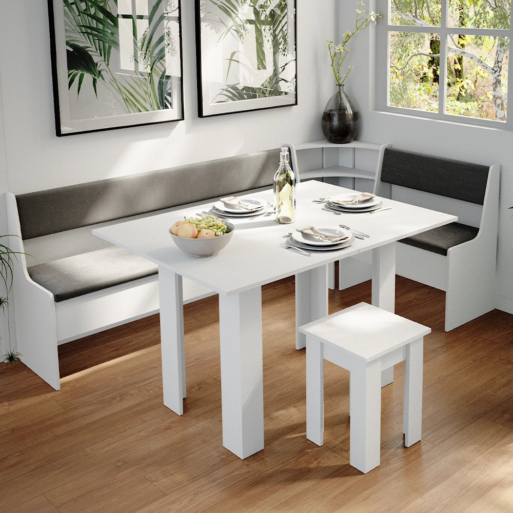 Vicco Gruppo panca ad angolo Bianco 210 x 41.5 cm con tavolo