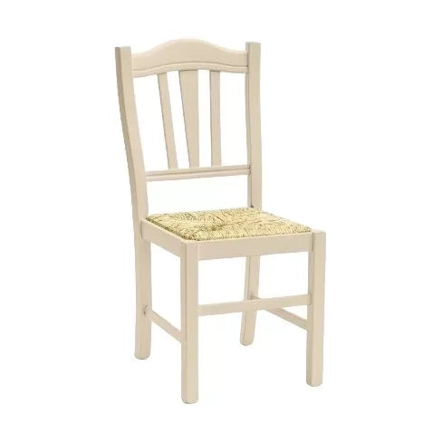 Set 2 sedie country legno beige seduta paglia 43x48x95