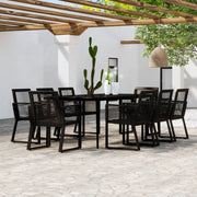 Set da Pranzo per Giardino 9 pz con Cuscini Nero cod mxl 41923