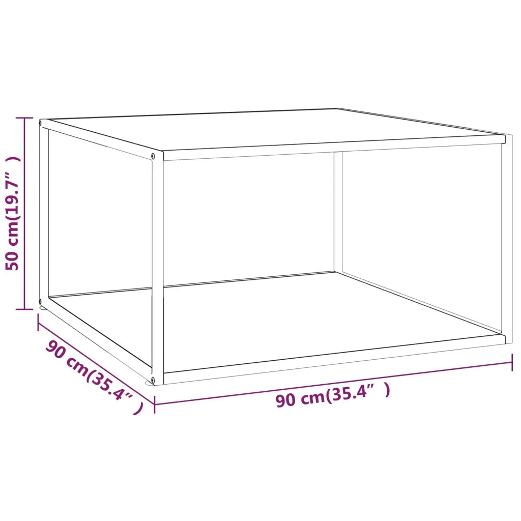 Tavolino da Salotto Nero con Vetro Marmo Bianco 90x90x50 cm 322913