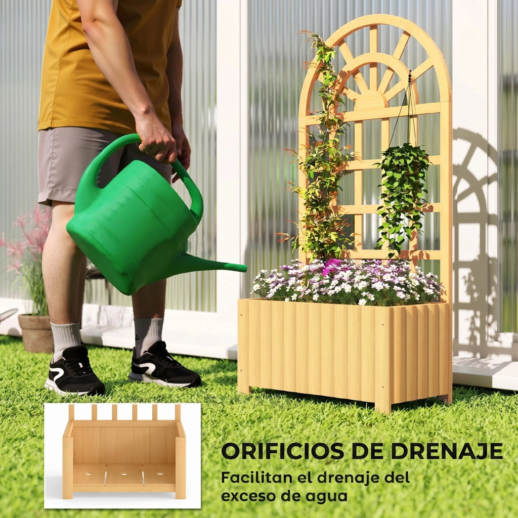 Vaso per Piante con Griglia in Legno 60x30x120 cm ¨C zephmum ¨C Naturale