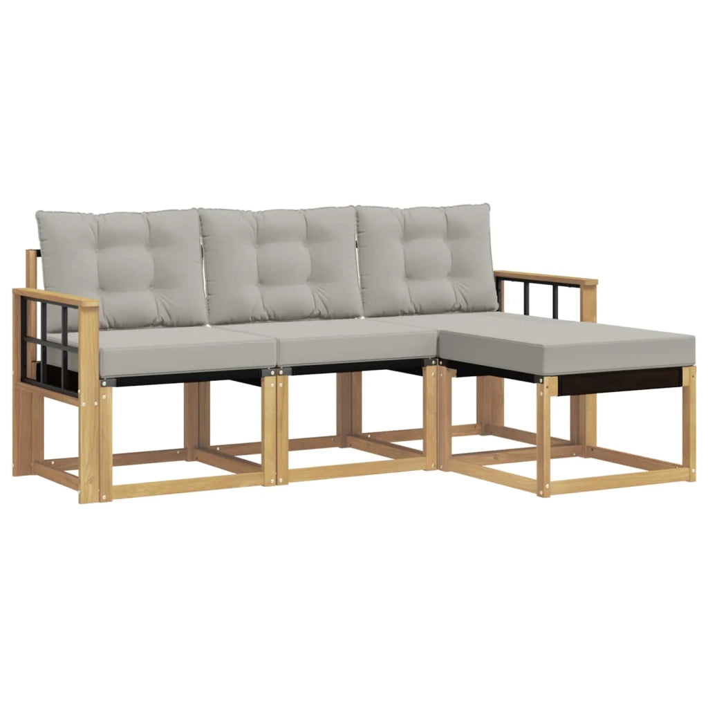 Set di divani da esterno 4 pz Bianco e Grigio Chiaro 3389361
