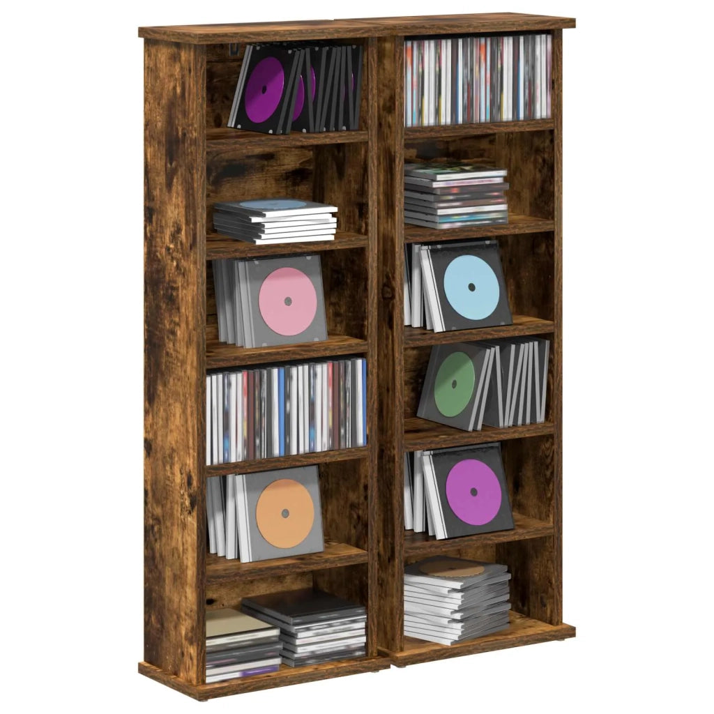 Mobile per CD 2 pz Rovere Fumo 60 x 17 x 92 cm 8012755