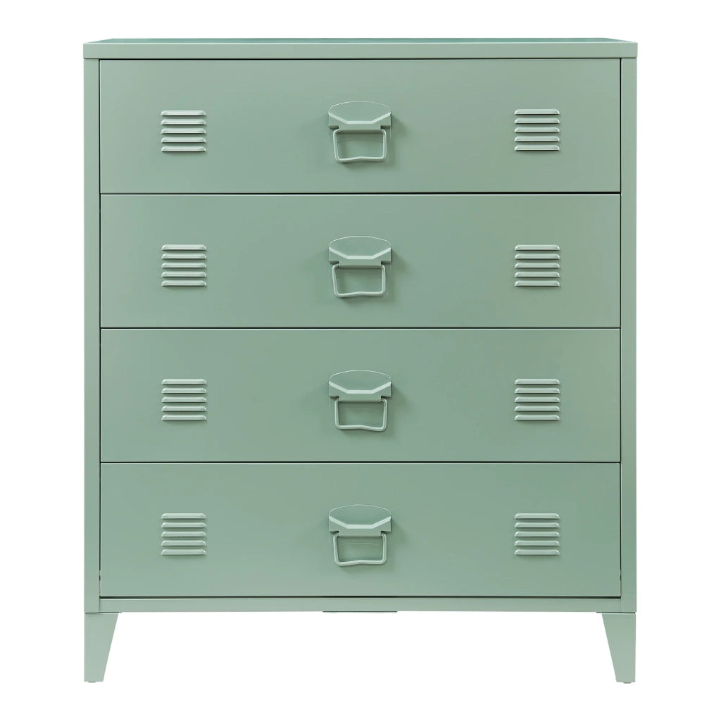Pratica cassettiera in metallo per ingresso soggiorno o camera da letto con 4 cassetti acciaio 92 x 80 x 40 cm verde opaco 03_0009308