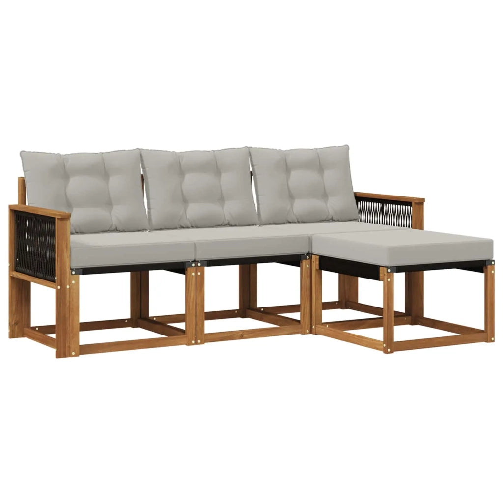 Set di divani da esterno 4 pz Naturale e Grigio Chiaro 3381871
