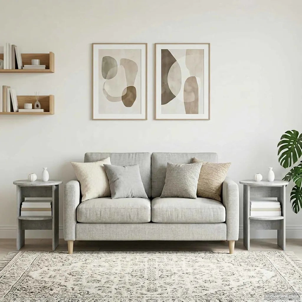 Mobile laterale 2 pcs Grigio Cemento Ø40 x 50 cm