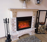 Camino Elettrico da Pavimento 109x110x33 cm Effetto Fiamma 1500W Topaz & Mars Avorio