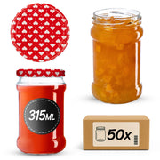 Barattoli per conserve KADAX Seno 315 ml 50 pezzi 66 mm + coperchio "Cuori"