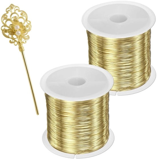 Filamento di Rame Aromatizzato - Resistente all'Usura - 2 Rotoli da 100m - 0,3mm di Diametro - Flessibile e Resiliente - Ideale per Gioielleria e Decorazioni