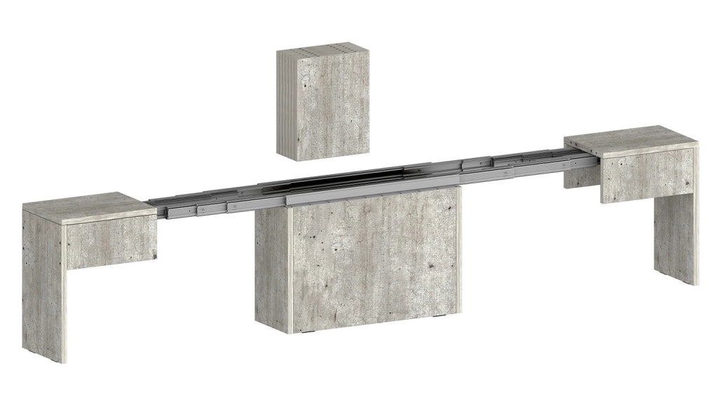 Set 2 Panche Allungabili 66/290x25x45 cm Pratika Singola A e B Cemento