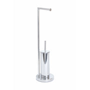 Piantana Porta Rotolo e Scopino WC da Bagno Cromo Base Tonda Smart