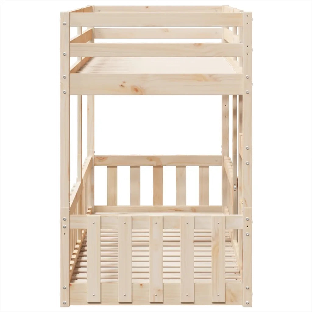 Letto a Castello 75x190 cm in Legno Massello di Pino