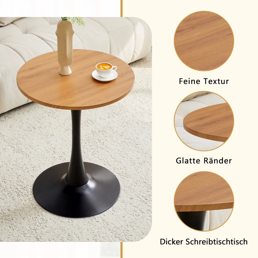 Tavolino da caffè rotondo con base centrale - per soggiorno - in MDF e metallo - Diametro 60 cm - nero