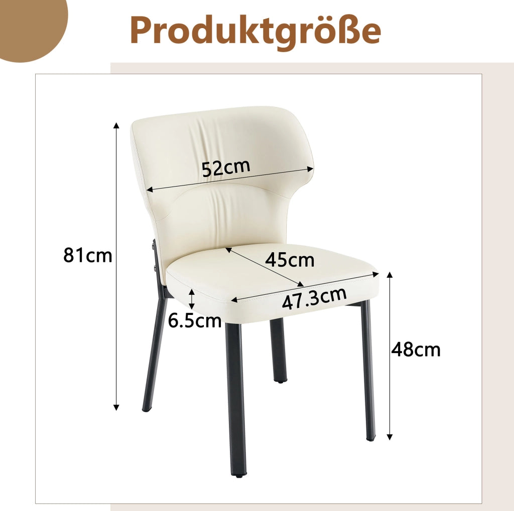 SEDIA da Pranzo Imbottita in PU Beige con Metallo Nero Set da 2 pezzi