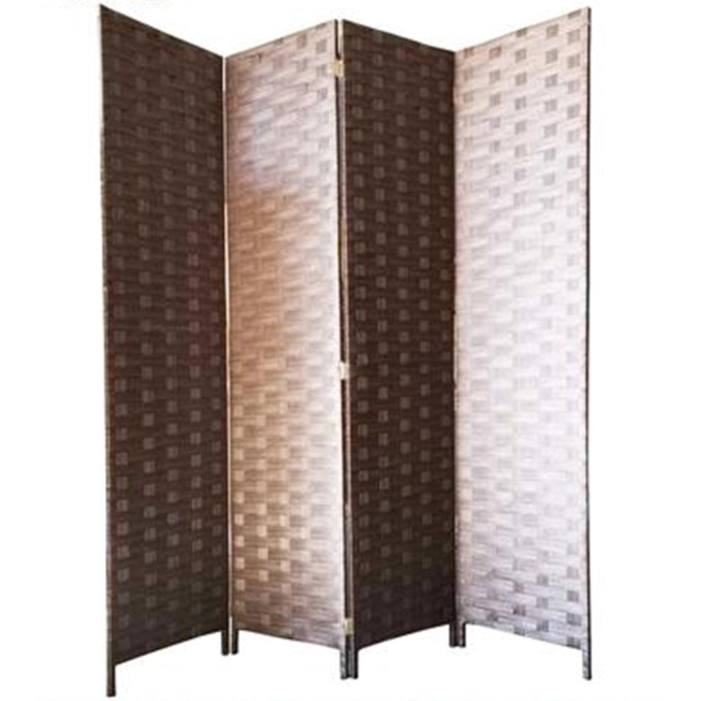 Trade Shop - Separe' A 4 Ante Pannelli Double Face Marrone Paravento Divisorio Ambienti Sep06 523367 -
