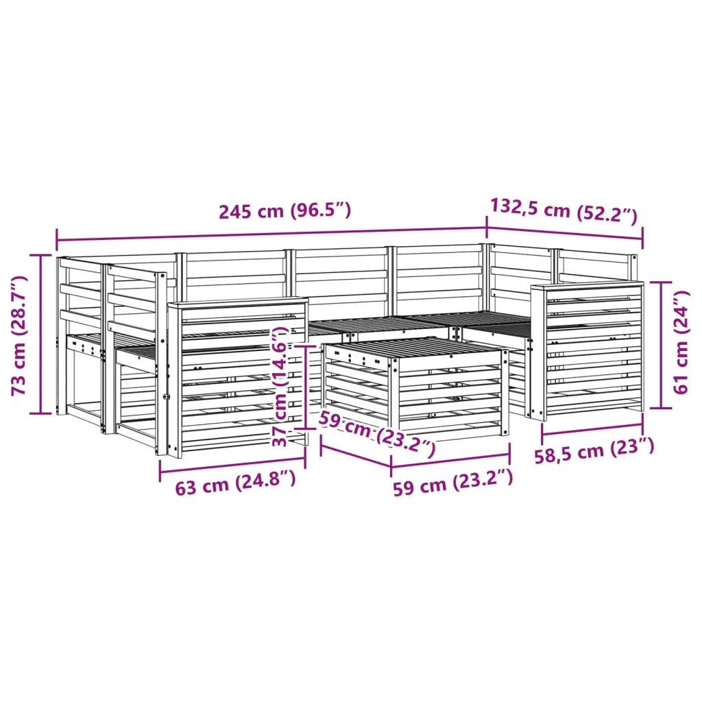 Set di divani da esterno 7 pcs Bianco Legno di Acacia Massello 3391479