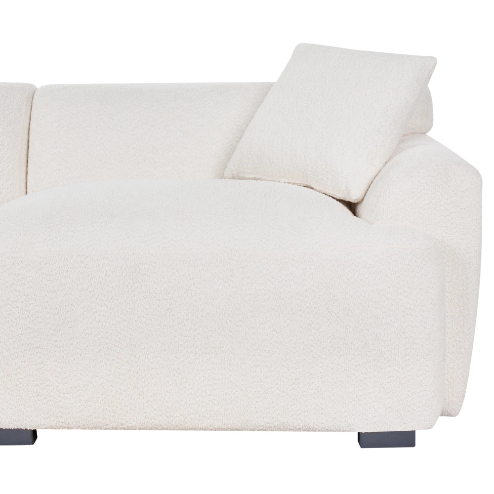 Divano a 3 posti in poliestere Boucle bianco sporco Divano con cuscini aggiuntivi Arredamento moderno minimalista per il soggiorno