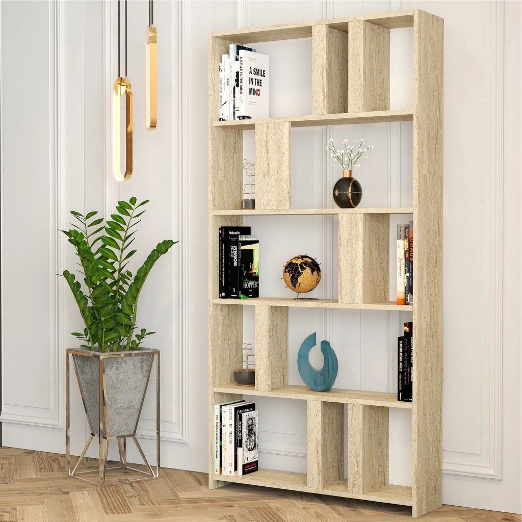 Biblioteca Tribogna, Libreria 4 Ripiani, 90x20x180h cm Beige Marmo