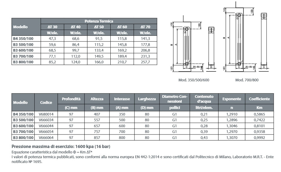 RADIATORE IN  ALLUMINIO EXCLUSIVO H 700
