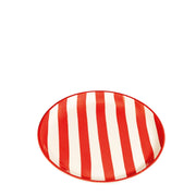 Zafferano Set 2 Piatti Piani Collezione Lido Righe in Ceramica Artigianale Colore Rosso Dipinti a Mano a Civita Castellana, Italia 26 cm Diametro