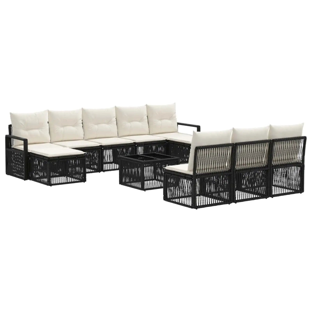 Set Divano da Giardino 11 pcs Nero polyrattan 3435835
